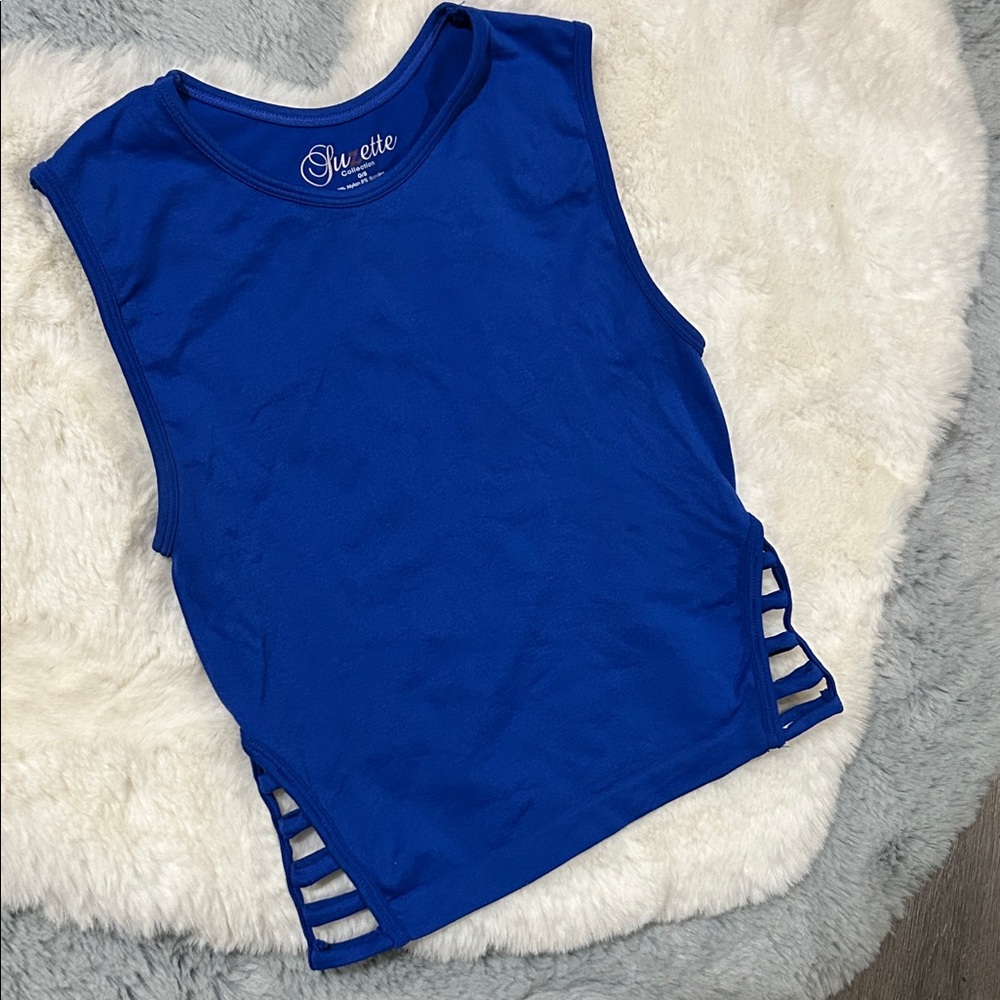Royal Blue Tank Top with Side Cut-Outs